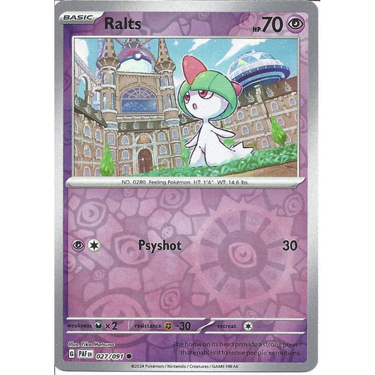 027/091 Ralts (Reverse Holo) - Paldean Fates - Pokémon card (English)