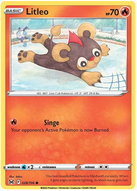 028/196 Litleo (Lost Origin) Pokemon card (English)