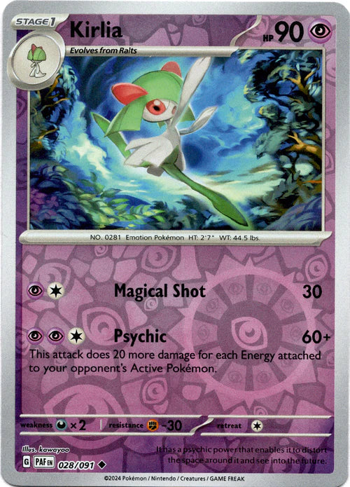 028/091 Kirlia (Reverse Holo) - Paldean Fates - Pokémon card (English)
