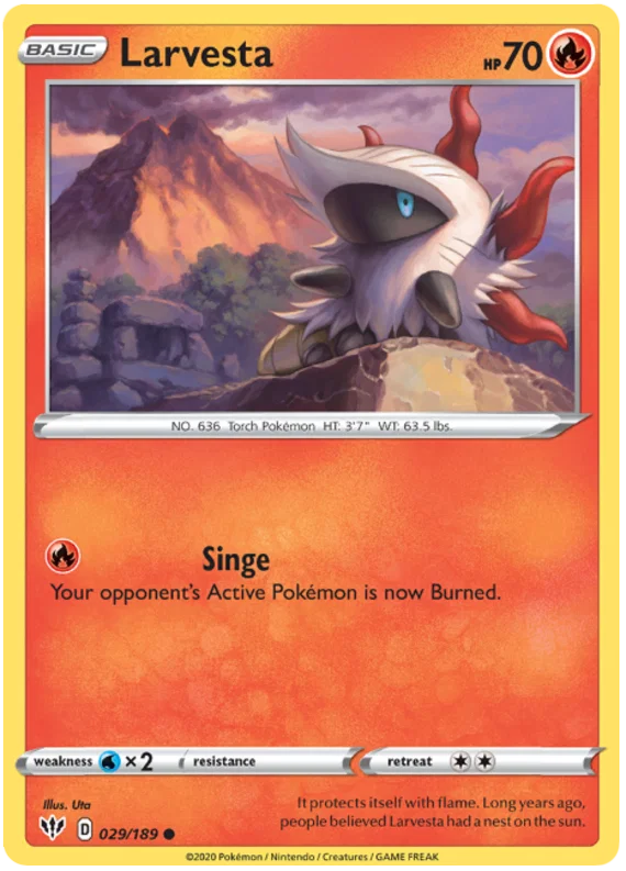 029/189 Larvesta (Darkness Alblaze) Pokemon card (English)