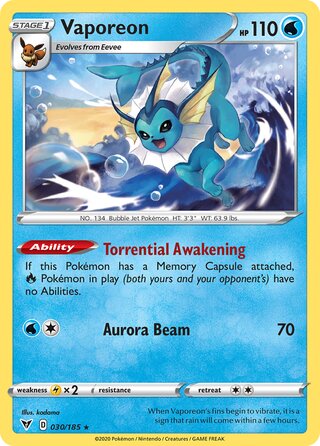 030/185 Vaporeon - Vivid Voltage - Pokémon card (English)