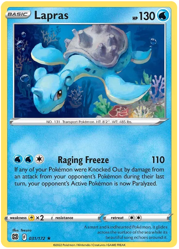 031/172 Lapras (Rare) (Brilliant Stars) Pokemon card (English)
