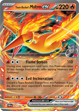 031/182 Team Rocket's Moltres EX - Destined Rivals - Pokemon card (English)