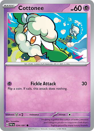 034/091 Cottonee - Paldean Fates - Pokémon card (English)