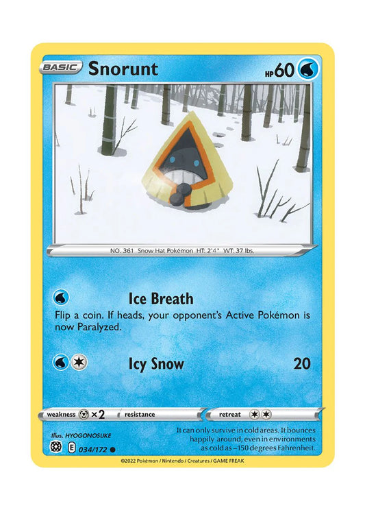 034/172 Snorunt / Basic / Common (Brilliant Stars) English card