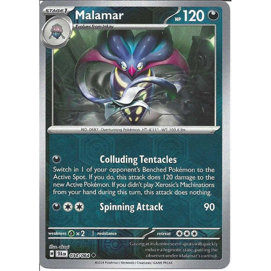 034/064 Malamar (Reverse Holo) (Shrouded Fable) Pokemon card (English)