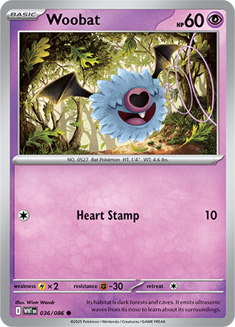 036/086 Woobat (White Flare) Pokemon card (English)