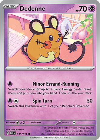 036/091 Dedenne - Paldean Fates - Pokmon card (English) Cham Gaming 036/091 Dedenne - Paldean Fates - Pokmon card (English) Cham Gaming