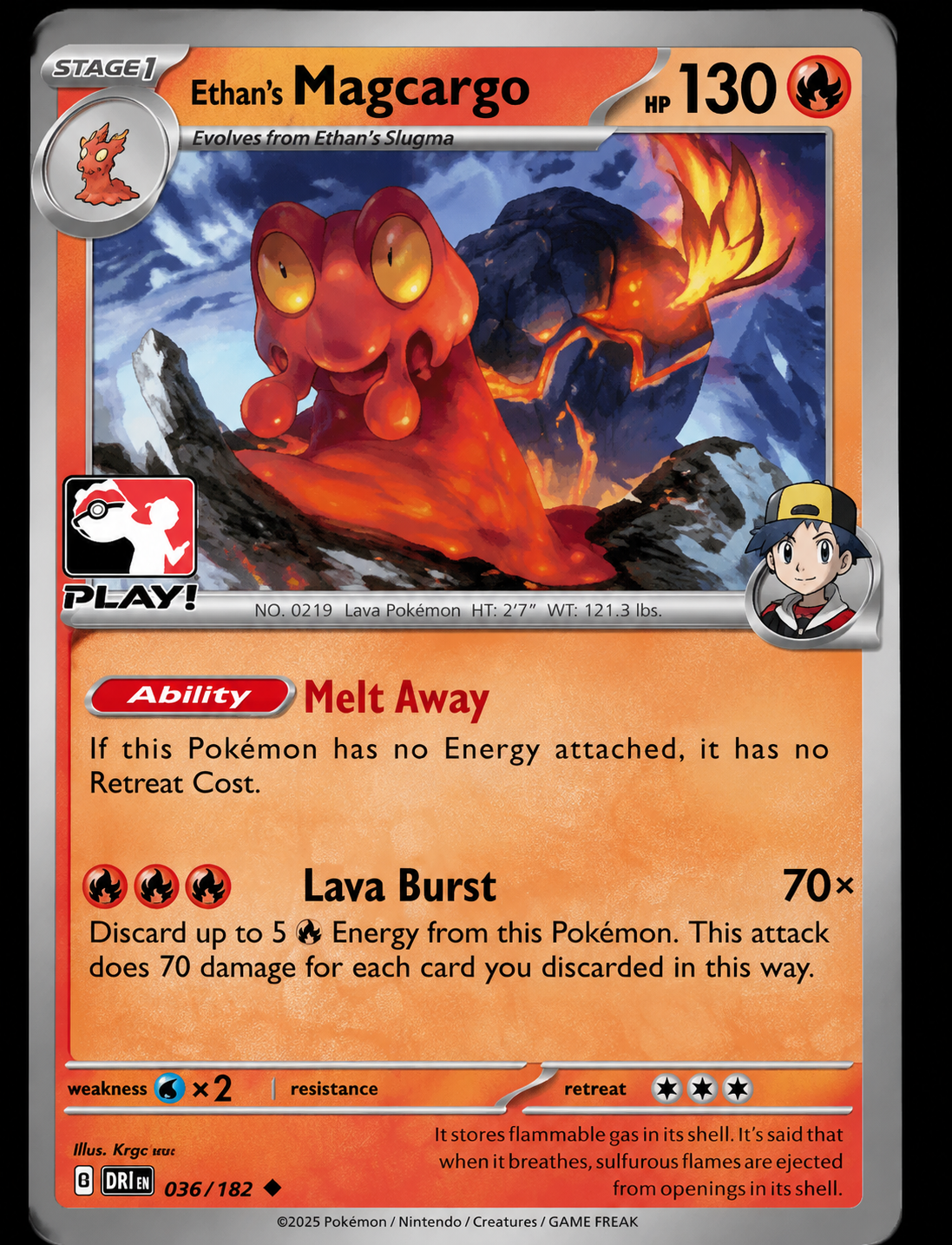 036/182 Ethan's Magcargo (Play! Pokémon Prize Pack Series 8 Stamped) - Destined Rivals - Pokémon card (English)