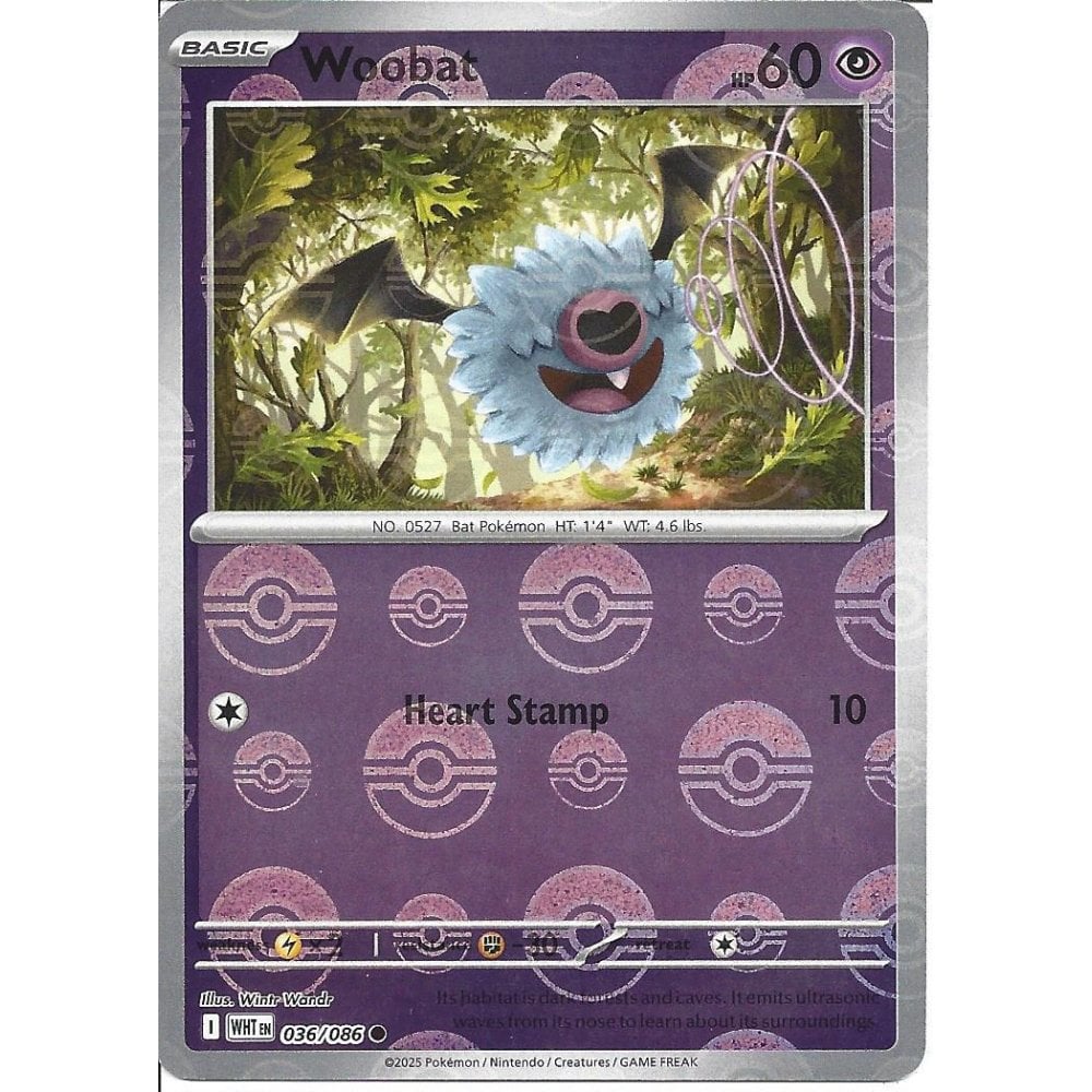 036/086 Woobat (Poké Ball) (White Flare) Pokémon card (English)