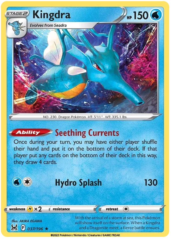 037/196 Kingdra (Holo) (Lost Origin) Pokemon card (English)