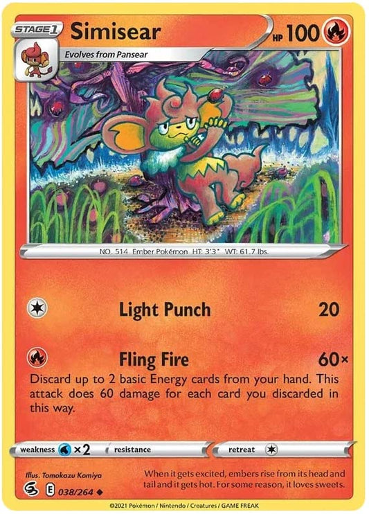 038/264 Simisear / Stage 1 / Uncommon (Fusion Strike) English card