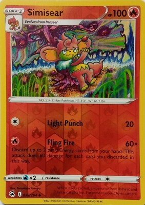 038/264 Simisear (Reverse Holo) (Fusion Strike) Pokemon card (English)