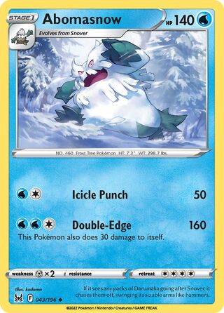 043/196 Abomasnow (Lost Origin) Pokemon card (English)