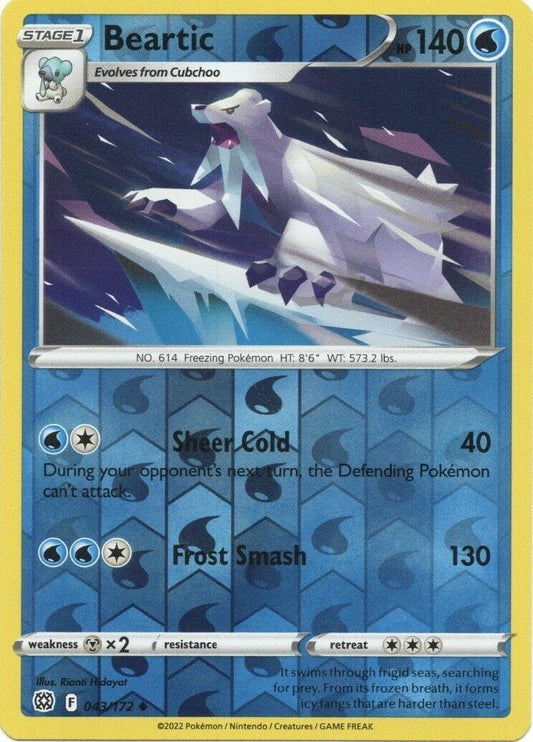 043/172 Beartic (Reverse Holo) (Brilliant Stars) Pokemon card (English)