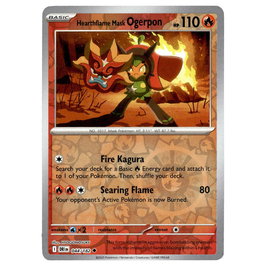 044/182 Hearthflame Mask Ogerpon (Reverse Holo) - Destined Rivals - Pokémon card (English)