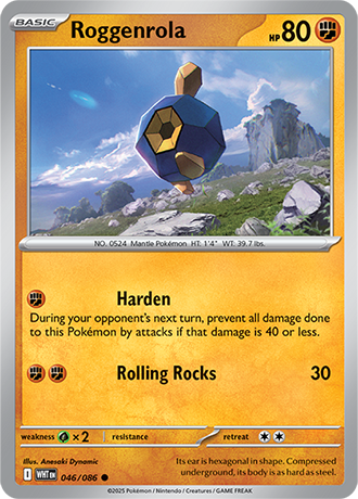 046/086 Roggenrola (White Flare) Pokemon card (English)