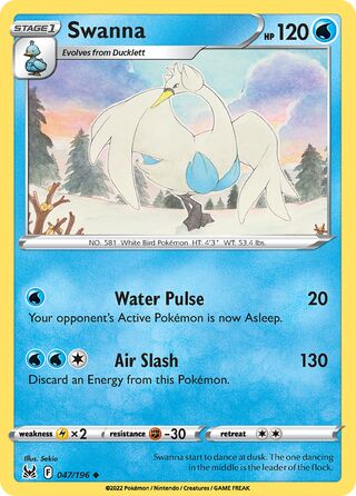 047/196 Swanna (Lost Origin) Pokemon card (English)