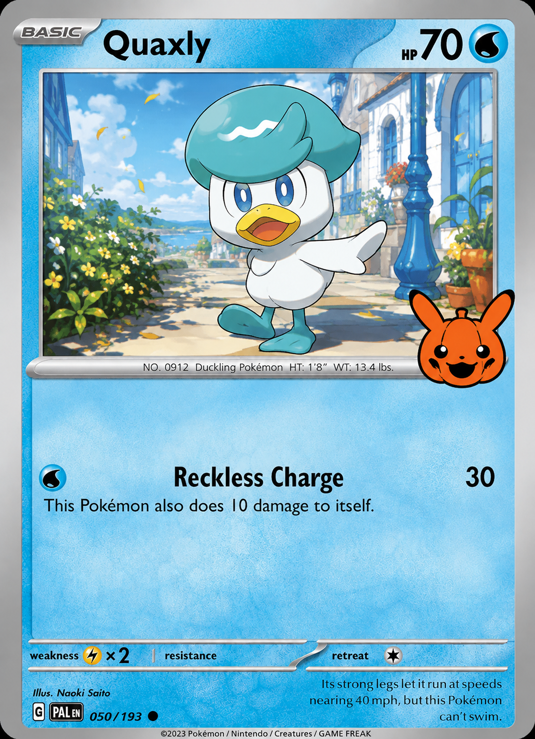 Quaxly 050/193 (Trick or Trade BOOster Bundle 2024 – Halloween Stamped) Paldea Evolved) Pokémon card (English)