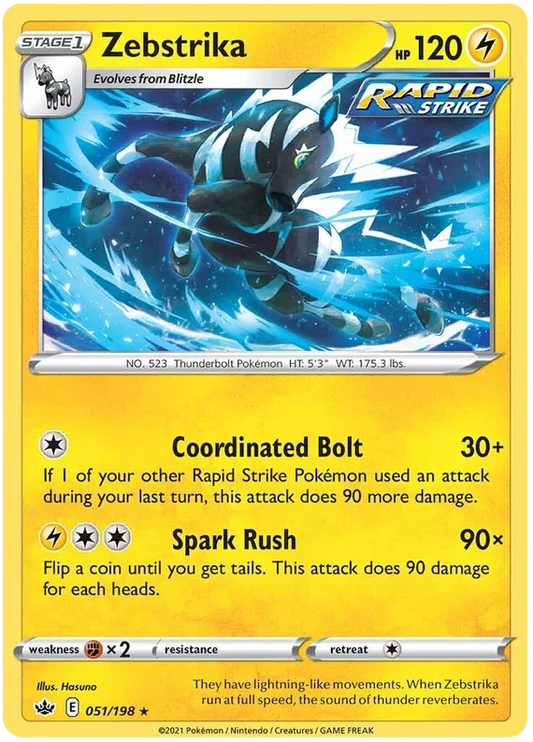 051/198 Zebstrika (Rare) (Chilling Reign) Pokémon card (English)