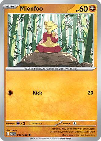 052/086 Mienfoo (White Flare) Pokemon card (English)
