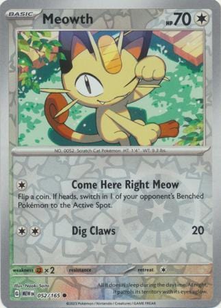 052/165 Meowth (Reverse holo) - Pokemon 151 - Pokemon card (English)