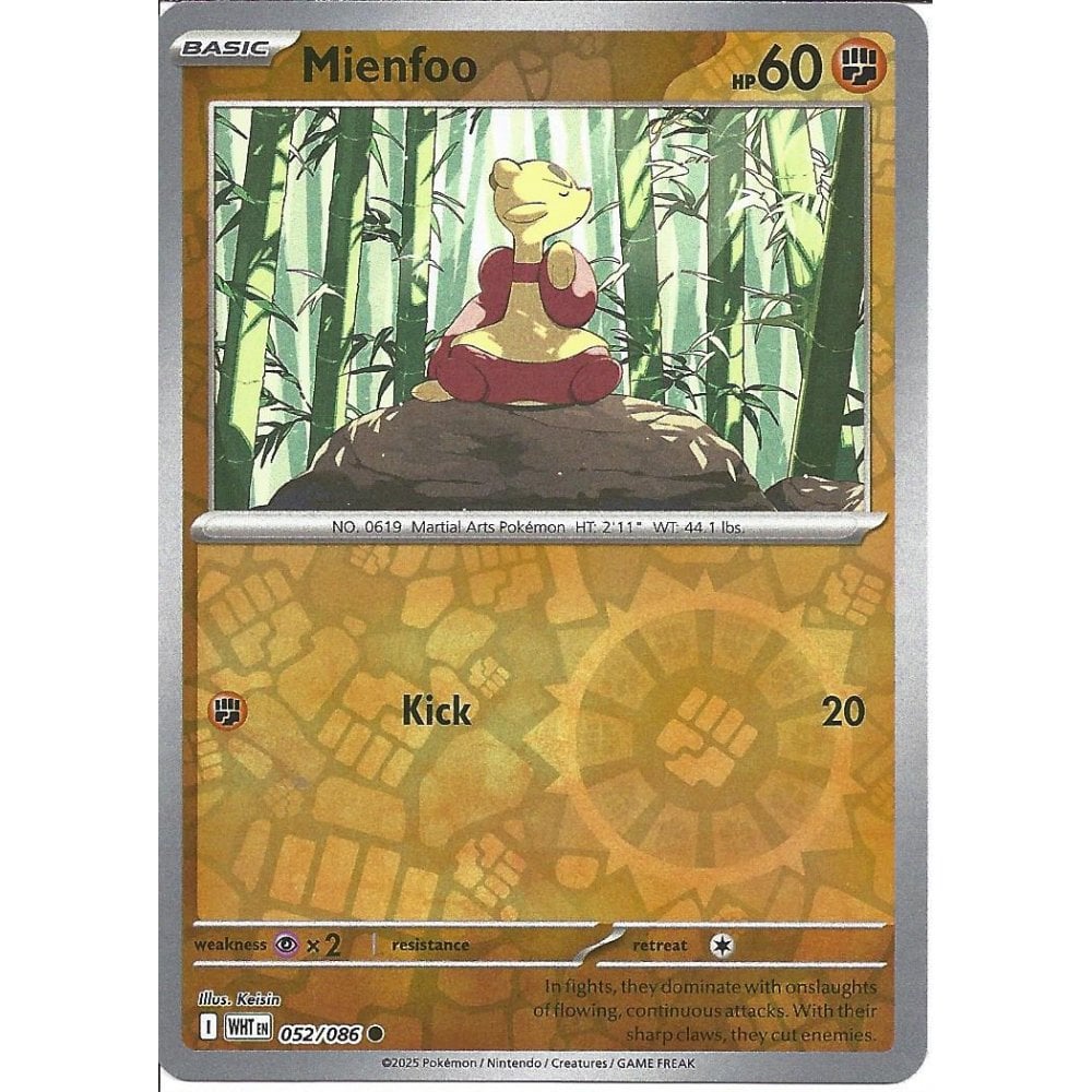 052/086 Mienfoo (Reverse Holo) (White Flare) Pokemon card (English)