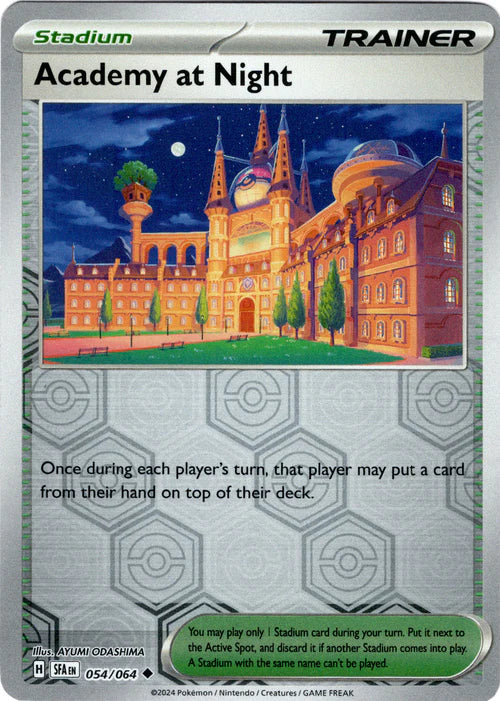 054/064 Academy at night (Reverse Holo) (Stadium) (Shrouded Fable) Pokemon card (English)