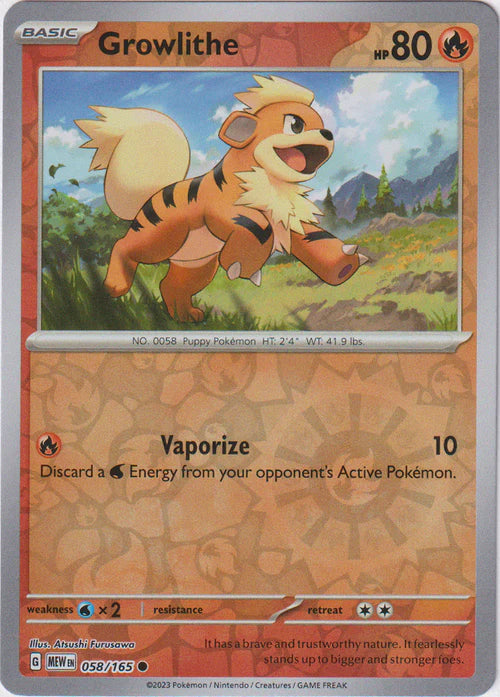058/165 Growlithe (Reverse Holo) - Pokémon 151 - Pokémon card (English)