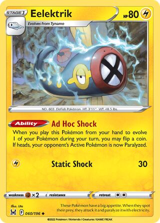 060/196 Eelektrik (Lost Origin) Pokemon card (English)