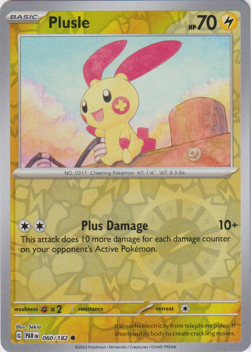060/182 Plusle (Reverse Holo) / Basic / Common (Paradox Rift) English card