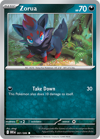 061/086 Zorua (White Flare) Pokemon card (English)