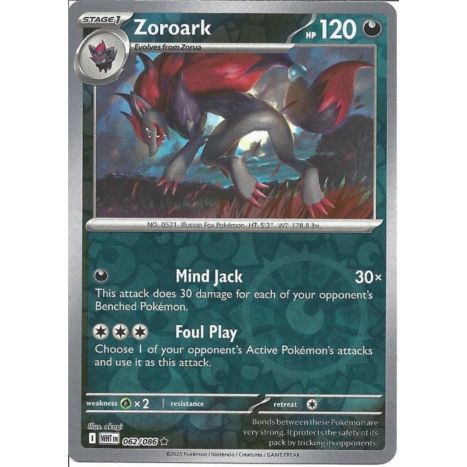 062/086 Zoroark (Reverse Holo) (White Flare) Pokemon card (English)
