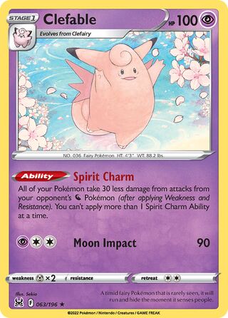063/196 Clefable (Rare) (Lost Origin) Pokemon card (English)