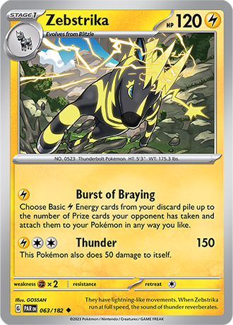 063/182 Zebstrika / Stage 1 / Uncommon (Paradox Rift) English card