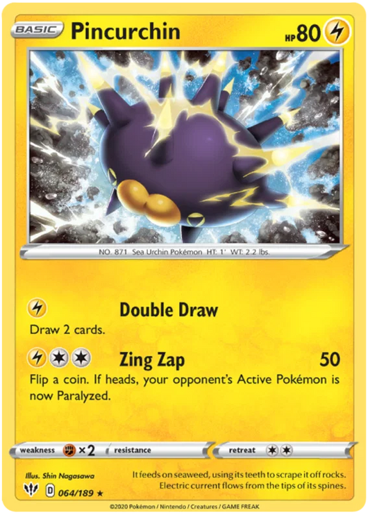 064/189 Pincurchin (Rare/Holo) (Darkness Ablaze) Pokemon card (English)