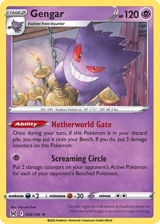 066/196 Gengar (Holo) (Lost Origin) Pokemon card (English)