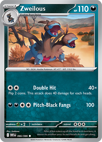 066/086 Zweilous (White Flare) Pokemon card (English)