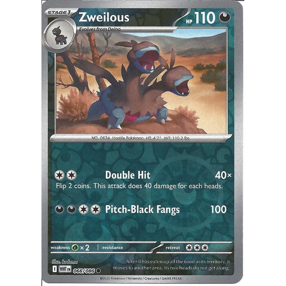 066/086 Zweilous (Reverse Holo) (White Flare) Pokemon card (English)