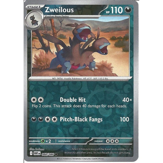 066/086 Zweilous (Reverse Holo) (White Flare) Pokemon card (English)