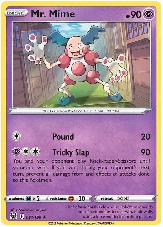 067/196 Mr. Mime (Rare) (Lost Origin) Pokemon card (English)