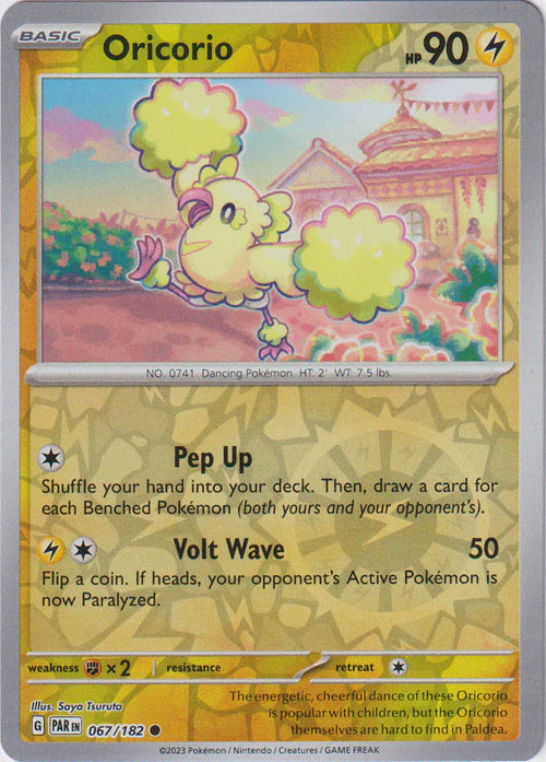 067/182 Oricorio (Pom Pom Style) (Reverse Holo) / Basic / Common (Paradox Rift) English card (Copy)