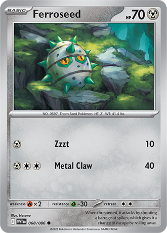 068/086 Ferroseed (White Flare) Pokemon card (English)