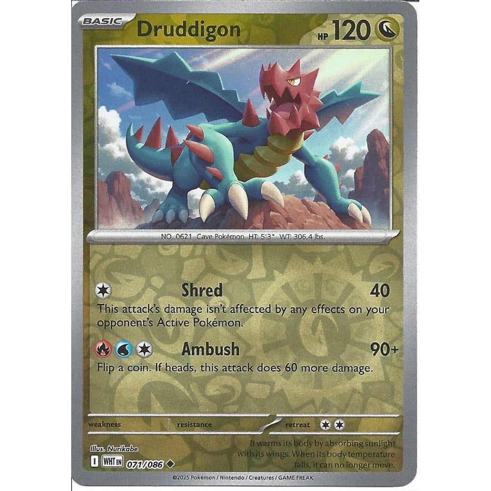 071/086 Druddigon (Reverse Holo) (White Flare) Pokemon card (English)