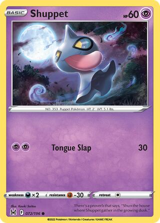 072/196 Shuppet (Lost Origin) Pokemon card (English)