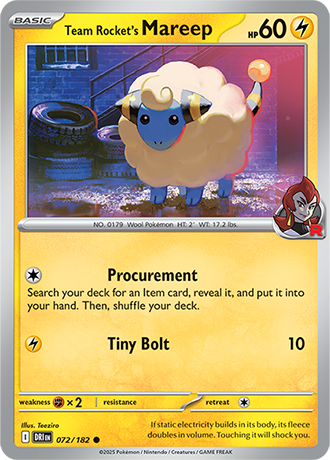 072/182 Team Rocket's Mareep - Destined Rivals - Pokémon card (English)