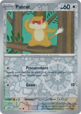 072/086 Patrat (Reverse Holo) (White Flare) Pokemon card (English)