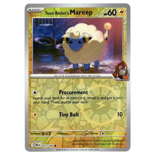 072/182 Team Rocket's Mareep (Reverse Holo) - Destined Rivals - Pokémon card (English)