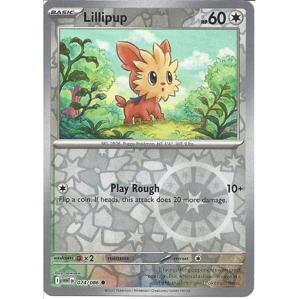 074/086 Lillipup (Reverse Holo) (White Flare) Pokemon card (English)