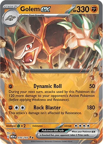 076/165 Golem EX (Double Rare) (Pokémon 151) Pokémon card (English)